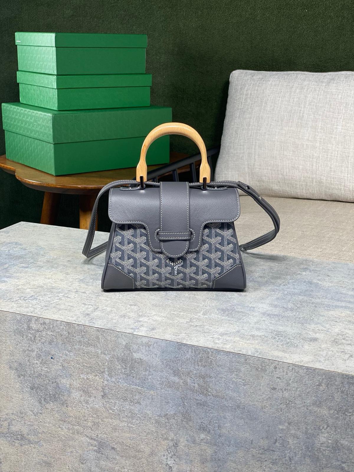 Goyard Saigon Souple Mini Bag Grey Goyardine Canvas Palladium Hardware