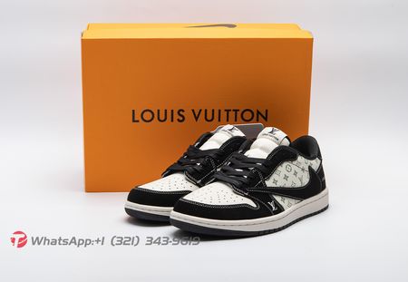 Travis Scott x Fragment Design x Air Jordan 1 Low OG SP LV Black Off White Grey LX1988-200 size 36-46